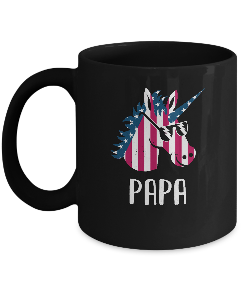 Patriotic Papa Unicorn Americorn 4Th Of July Mug-Coffee Mug-11oz Mug-Black