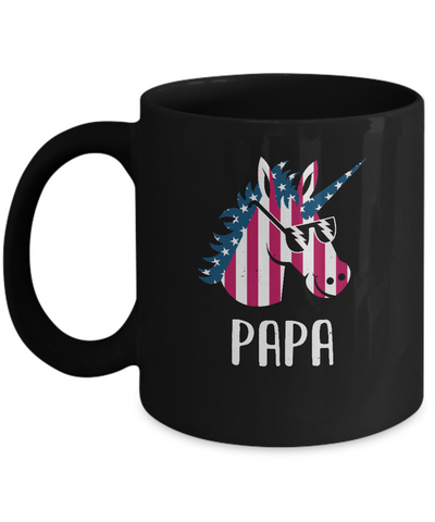 Patriotic Papa Unicorn Americorn 4Th Of July Mug-Coffee Mug-11oz Mug-Black