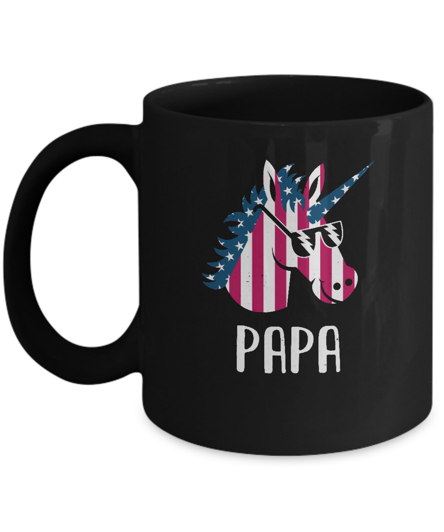 Patriotic Papa Unicorn Americorn 4Th Of July Mug-Coffee Mug-11oz Mug-Black