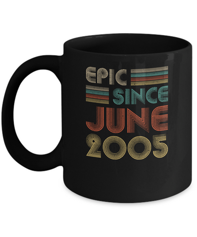 Epic Since June 2005 Vintage 16th Birthday Gifts Mug-Coffee Mug-11oz Mug-Black