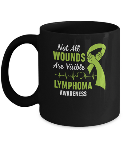 Lymphoma Awareness Green Not All Wounds Are Visible Mug-Coffee Mug-11oz Mug-Black
