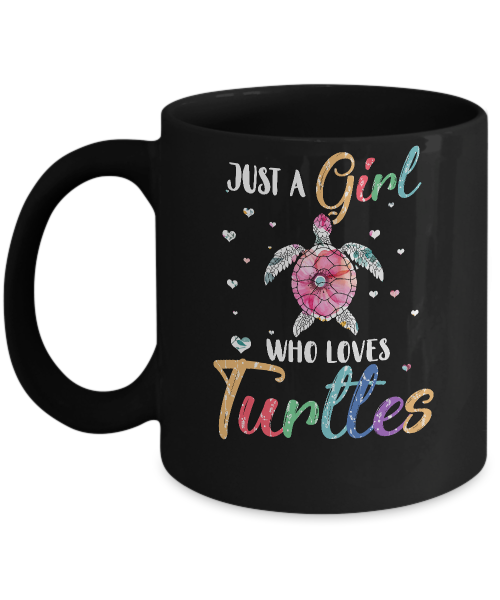 Just A Girl Who Loves Turtles Cute Turtle Lover Mug-Coffee Mug-11oz Mug-Black