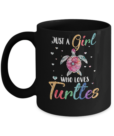Just A Girl Who Loves Turtles Cute Turtle Lover Mug-Coffee Mug-11oz Mug-Black