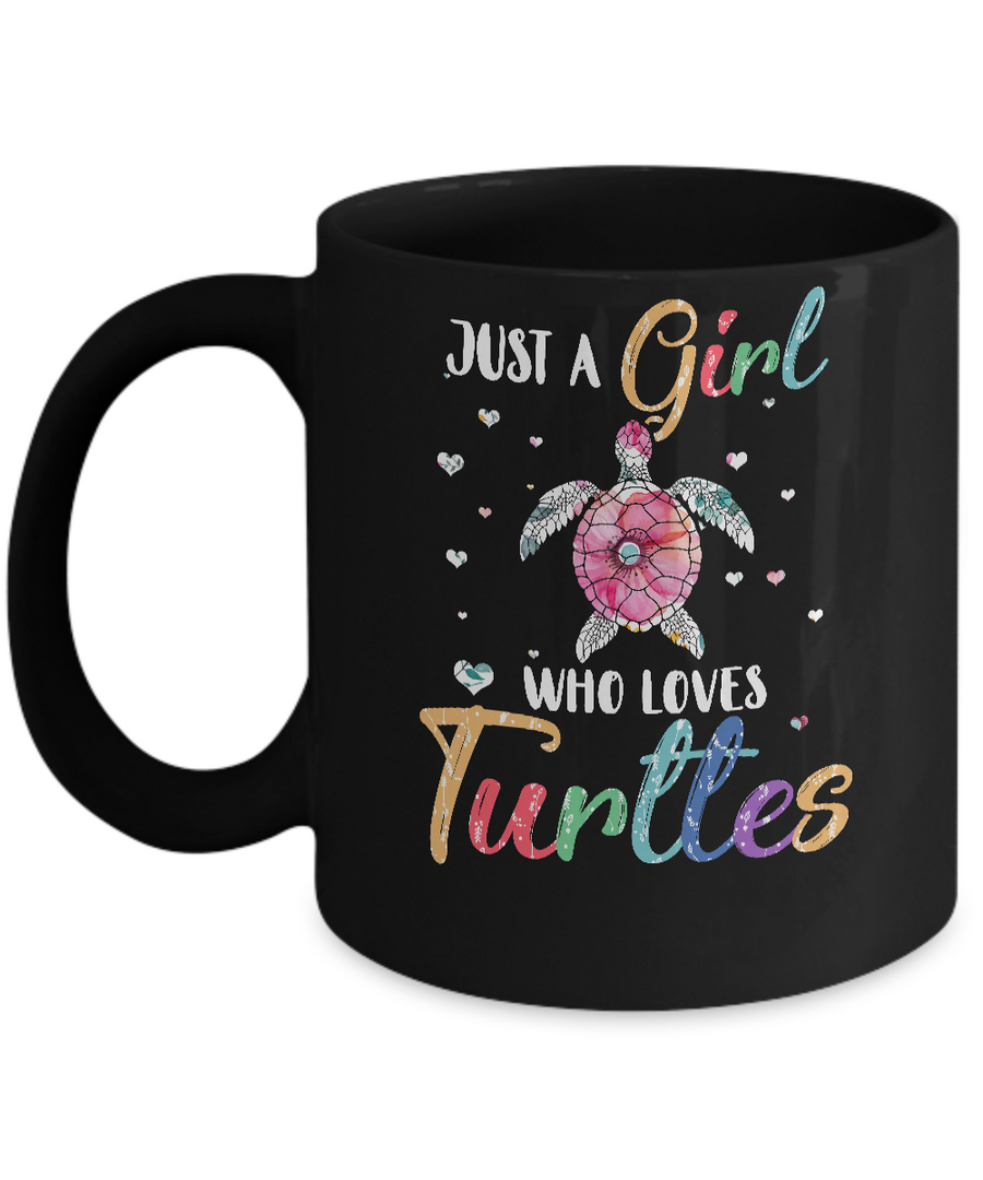 Just A Girl Who Loves Turtles Cute Turtle Lover Mug-Coffee Mug-11oz Mug-Black