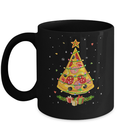 Pizza Christmas Pizza Slice Funny Christmas Tree Mug-Coffee Mug-11oz Mug-Black