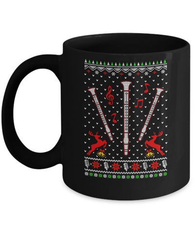 Santa Clarinet Ugly Christmas Sweater Gifts Mug-Coffee Mug-11oz Mug-Black