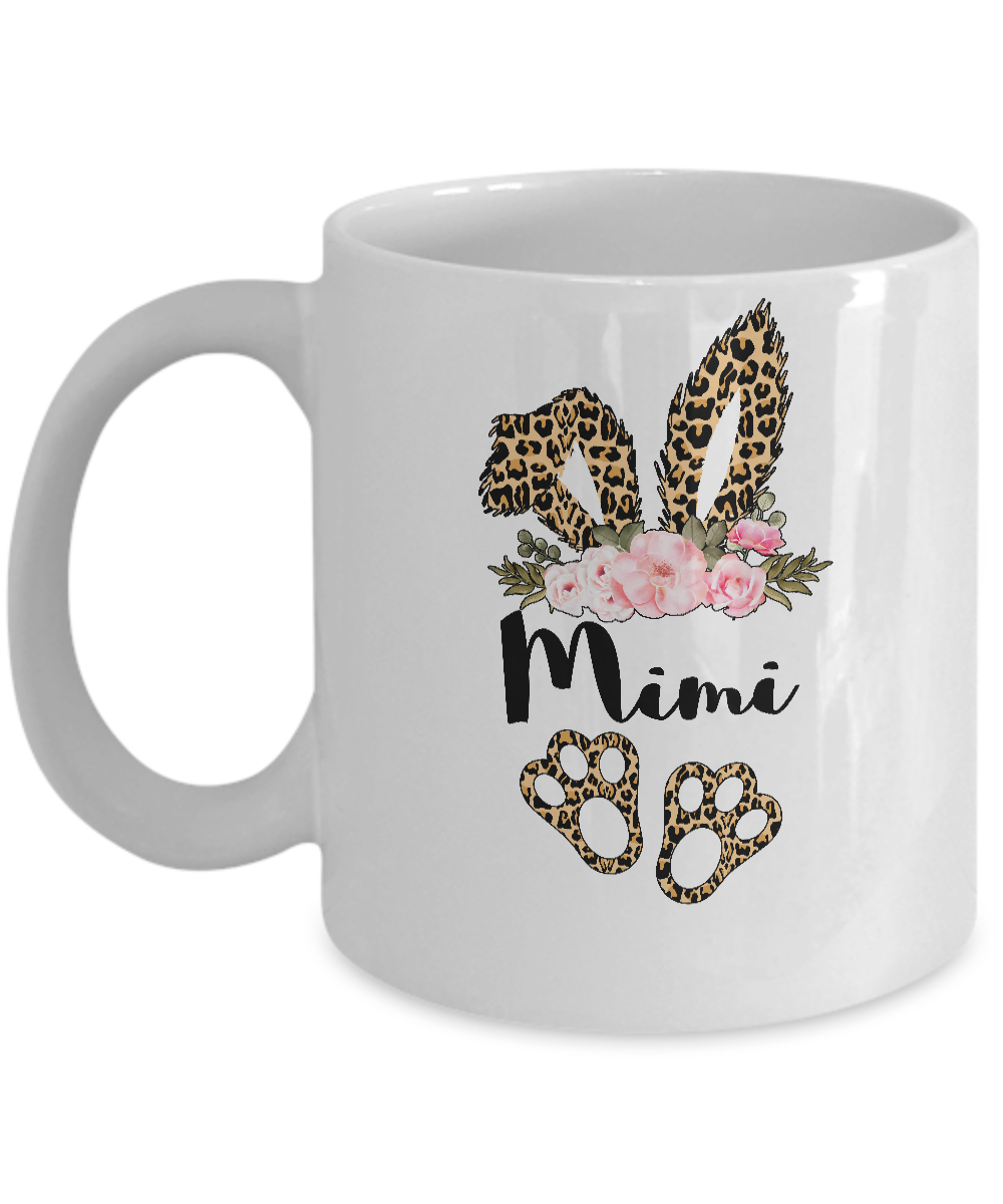Flower Leopard Bunny Mimi Easter Day Women Gifts Mug-Coffee Mug-11oz Mug-White