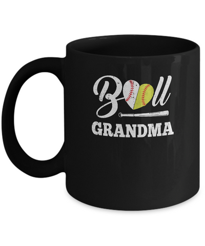 Funny Ball Grandma Softball Baseball Mothers Day Gifts Mug-Coffee Mug-11oz Mug-Black