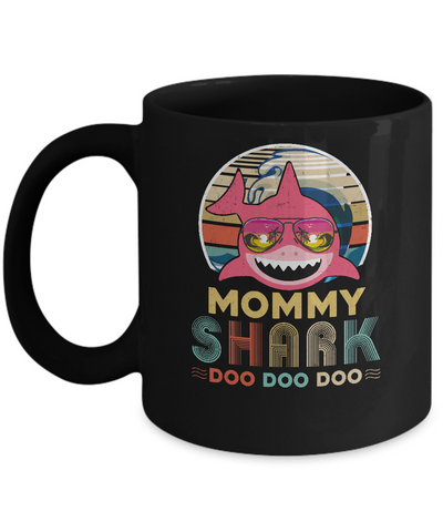 Retro Vintage Mommy Shark Doo Doo Doo Mug-Coffee Mug-11oz Mug-Black