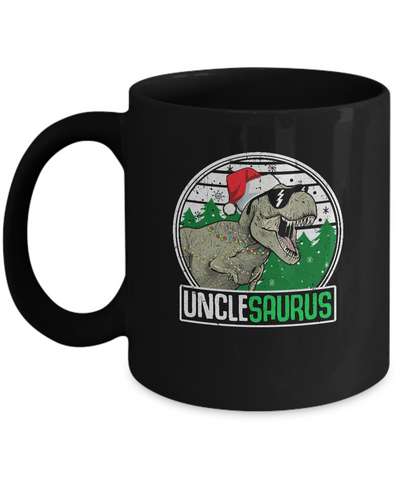 Unclesaurus Uncle Dinosaur T-Rex Family Christmas Mug-Coffee Mug-11oz Mug-Black