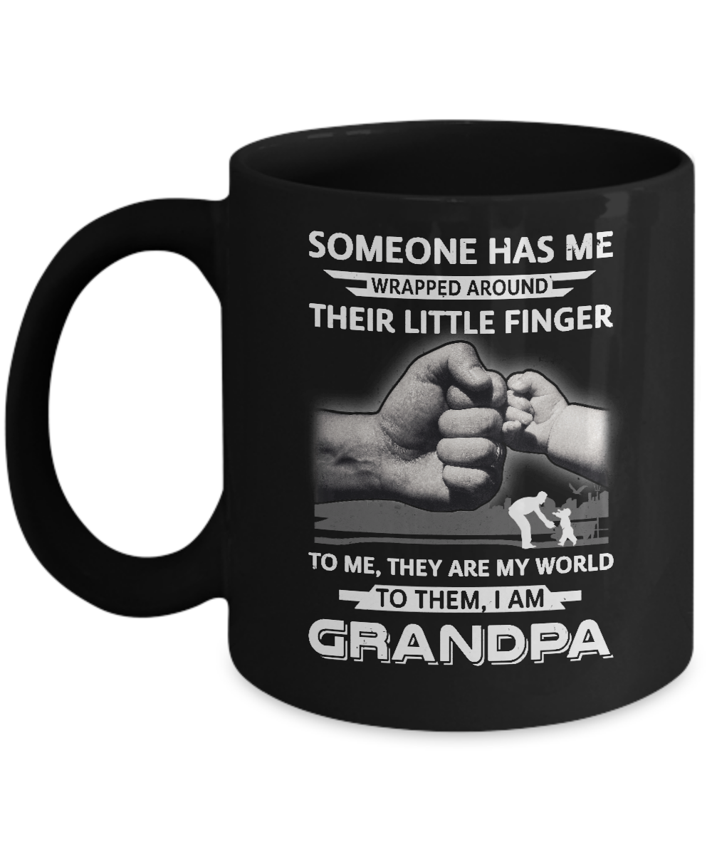 Someone Has Me Wrapped Around Their Little Finger Grandpa Mug-Coffee Mug-11oz Mug-Black