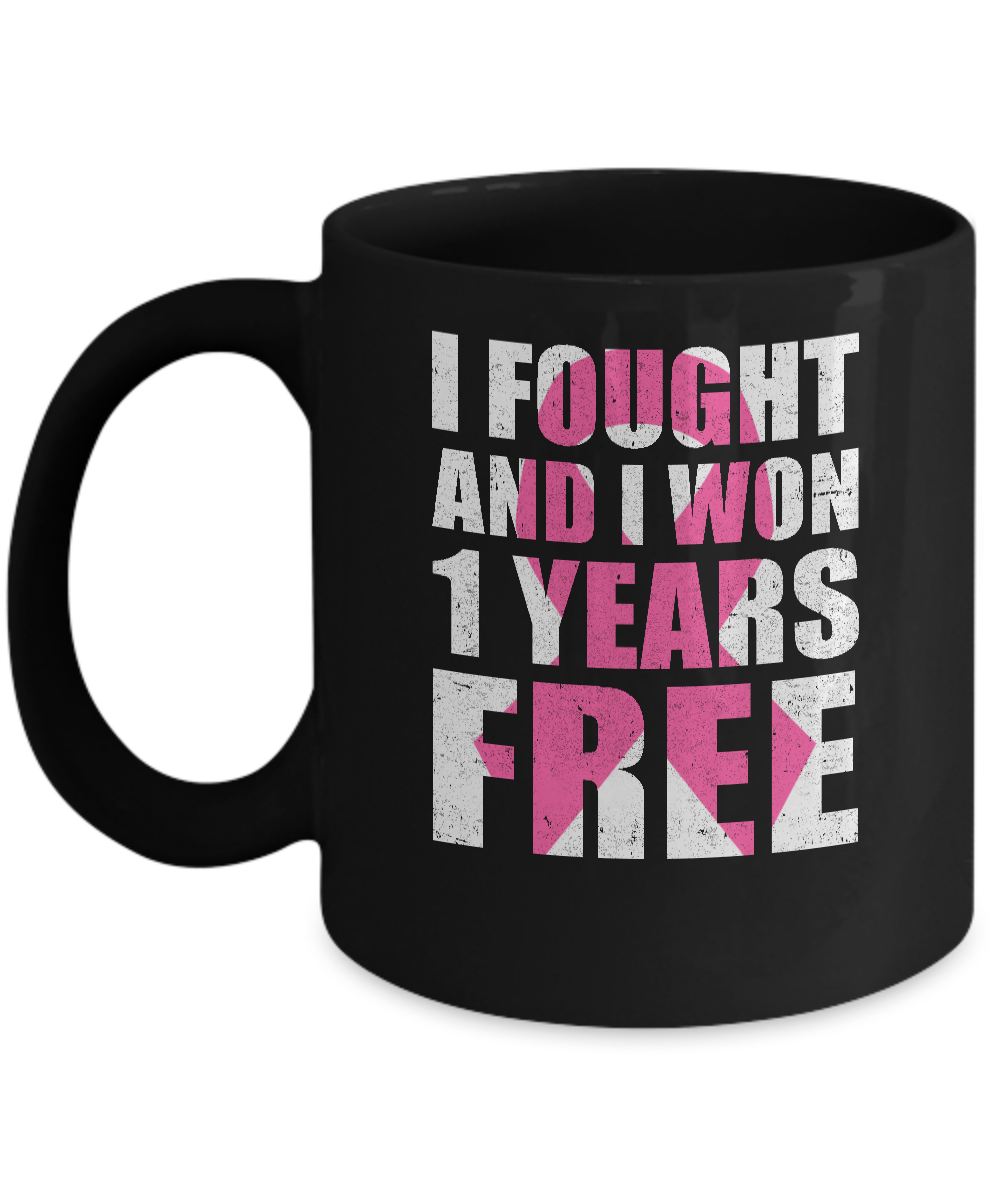 I Fought An I Won 1 Year Free Fight Support Breast Cancer Mug