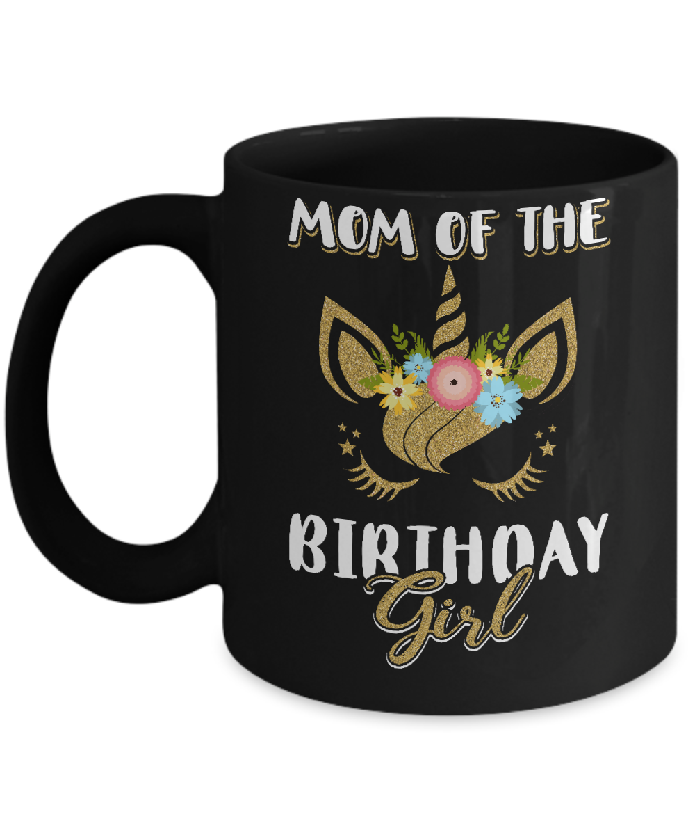 Cute Unicorn Mom Of The Birthday Girl Mug-Coffee Mug-11oz Mug-Black