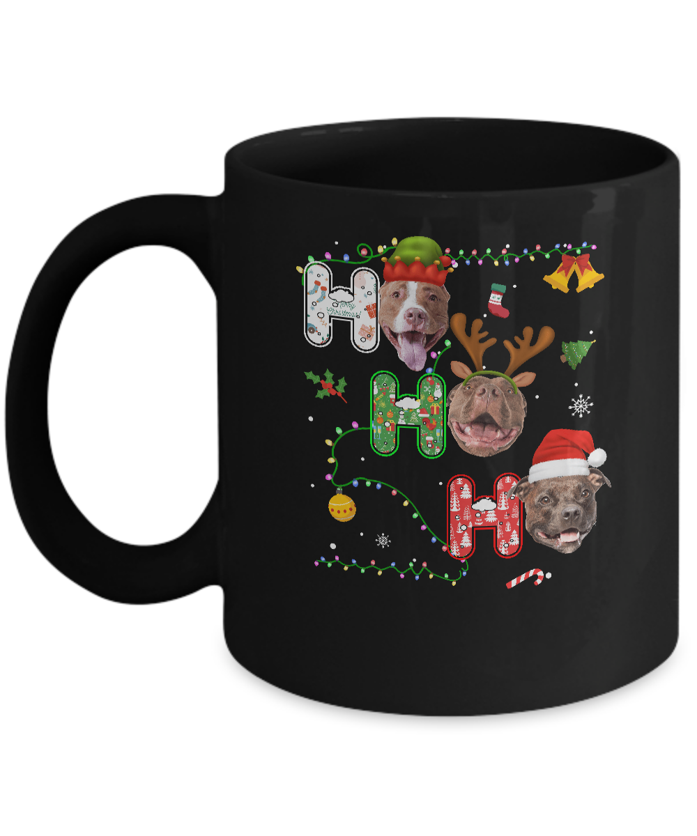 Christmas Ho Ho Ho Pit Bull Lover Funny Xmas Gift Mug-Coffee Mug-11oz Mug-Black