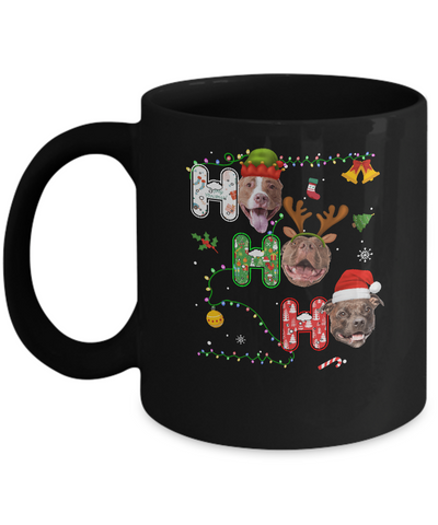 Christmas Ho Ho Ho Pit Bull Lover Funny Xmas Gift Mug-Coffee Mug-11oz Mug-Black