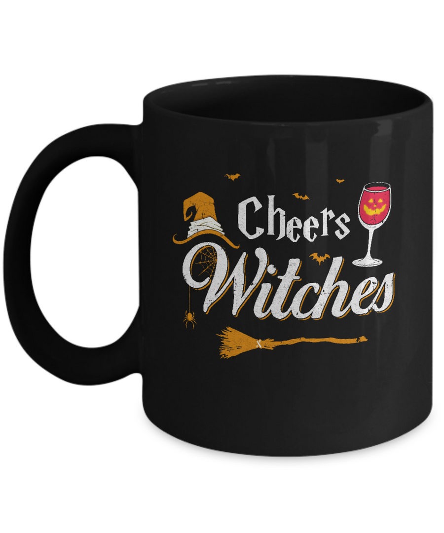 Cheers Witches Happy Hallowine Witch Halloween Mug-Coffee Mug-11oz Mug-Black