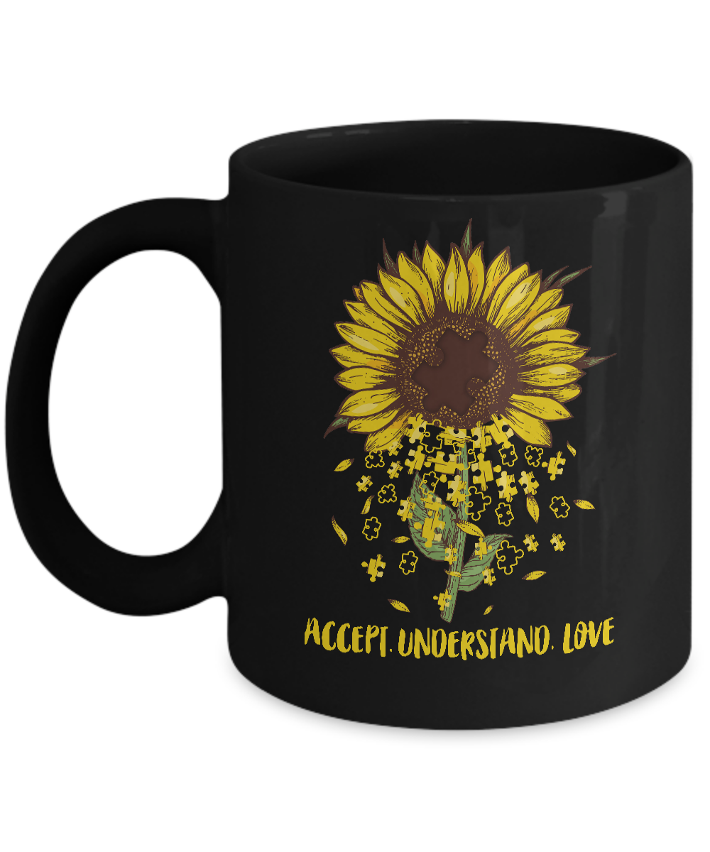 Sunflower Accept Understand Love Autism Awareness Mug-Coffee Mug-11oz Mug-Black
