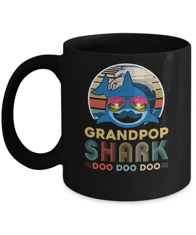 Retro Vintage Grandpop Shark Doo Doo Doo Mug-Coffee Mug-11oz Mug-Black