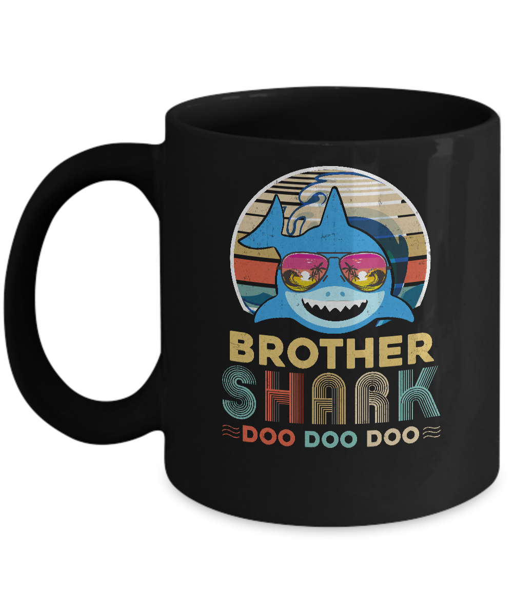 Retro Vintage Brother Shark Doo Doo Doo Mug-Coffee Mug-11oz Mug-Black