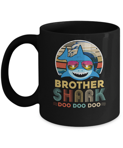 Retro Vintage Brother Shark Doo Doo Doo Mug-Coffee Mug-11oz Mug-Black