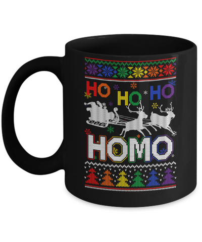 Ho Ho Ho Homo Santa LGBT Gay Ugly Christmas Sweater Mug-Coffee Mug-11oz Mug-Black