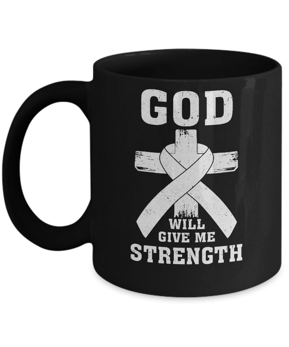 God Will Give Me Strength Clear Lung Cancer Gift Mug