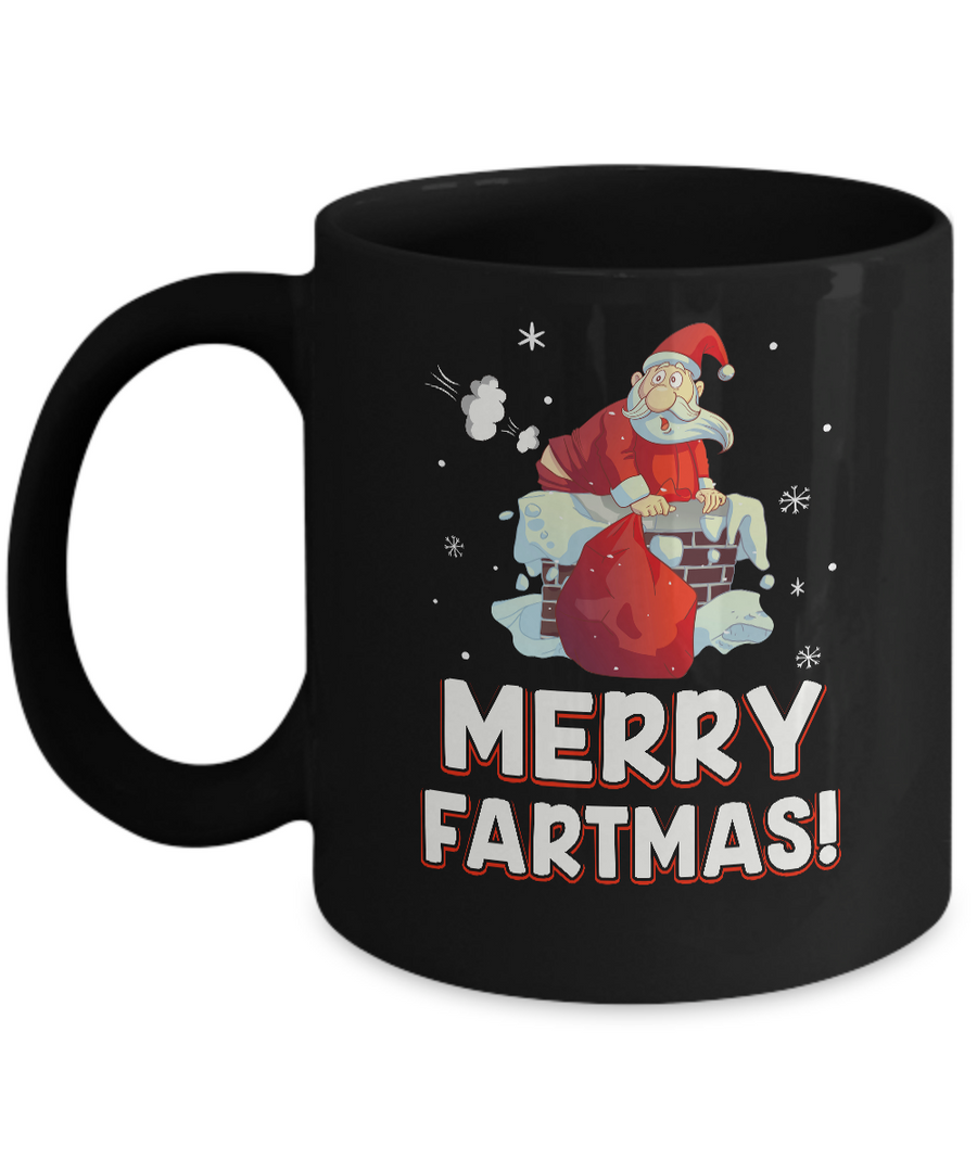 Funny Merry Fartmas Santa Claus Farting Christmas Mug-Coffee Mug-11oz Mug-Black