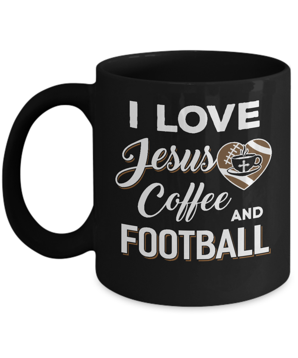 I Love Jesus Coffee & Football Mug-Coffee Mug-11oz Mug-Black