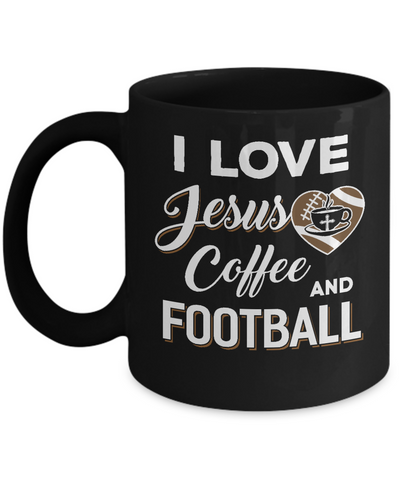 I Love Jesus Coffee & Football Mug-Coffee Mug-11oz Mug-Black