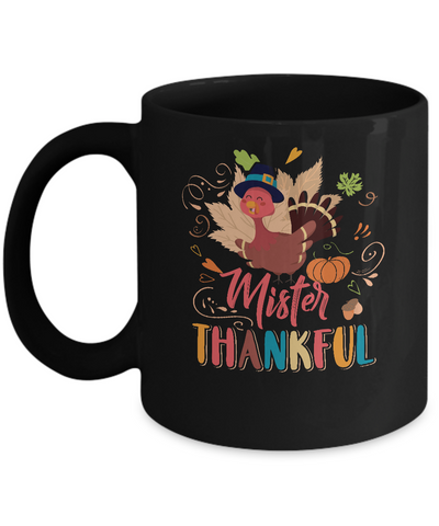 Cute Mister Thankful Turkey Thanksgiving Mug-Coffee Mug-11oz Mug-Black