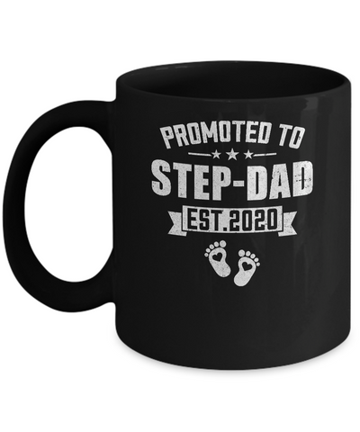 Promoted To Step Dad Est 2020 Fathers Day Gift Mug-Coffee Mug-11oz Mug-Black