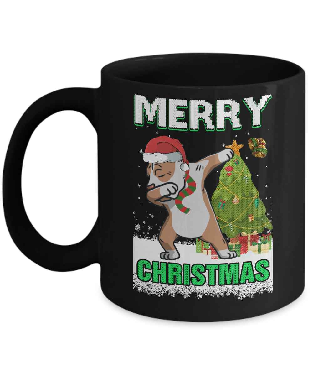 Cute Pit bull Claus Merry Christmas Ugly Sweater Mug-Coffee Mug-11oz Mug-Black