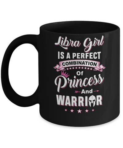 Libra Girl Princess Warrior September October Birthday Mug-Coffee Mug-11oz Mug-Black