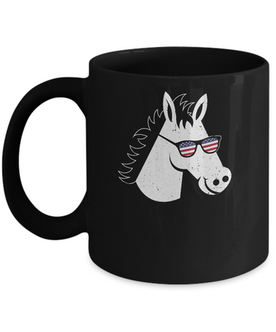 July 4Th Patriotic USA American Flag With Horse Mug-Coffee Mug-11oz Mug-Black