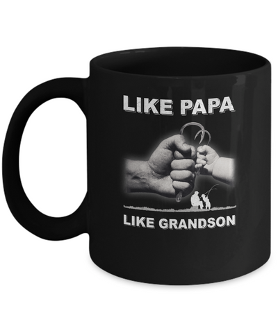 Like Papa Like Grandson Fishing Fish Fathers Day Mug-Coffee Mug-11oz Mug-Black