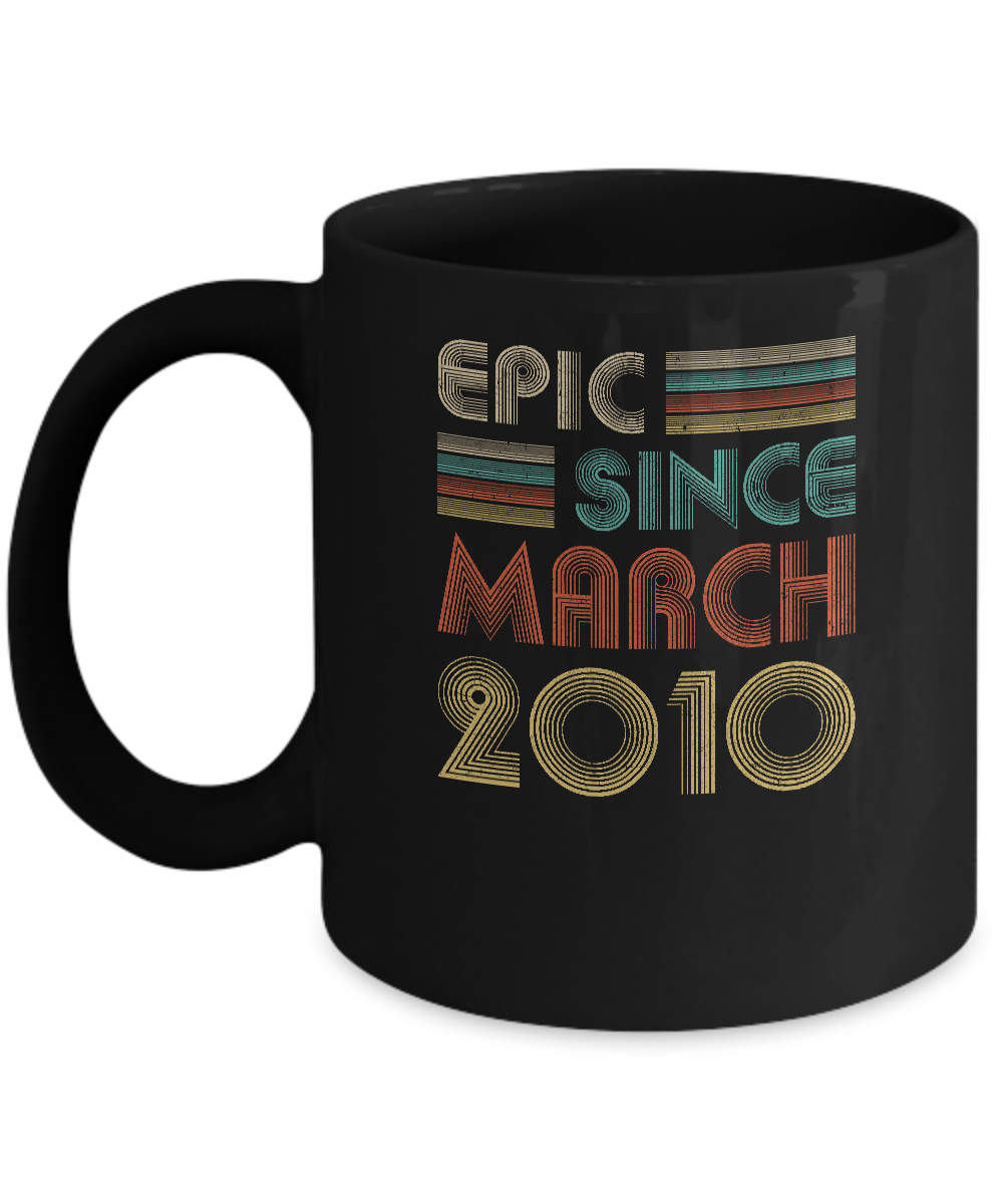 Epic Since March 2010 Vintage 11th Birthday Gifts Youth Mug-Coffee Mug-11oz Mug-Black
