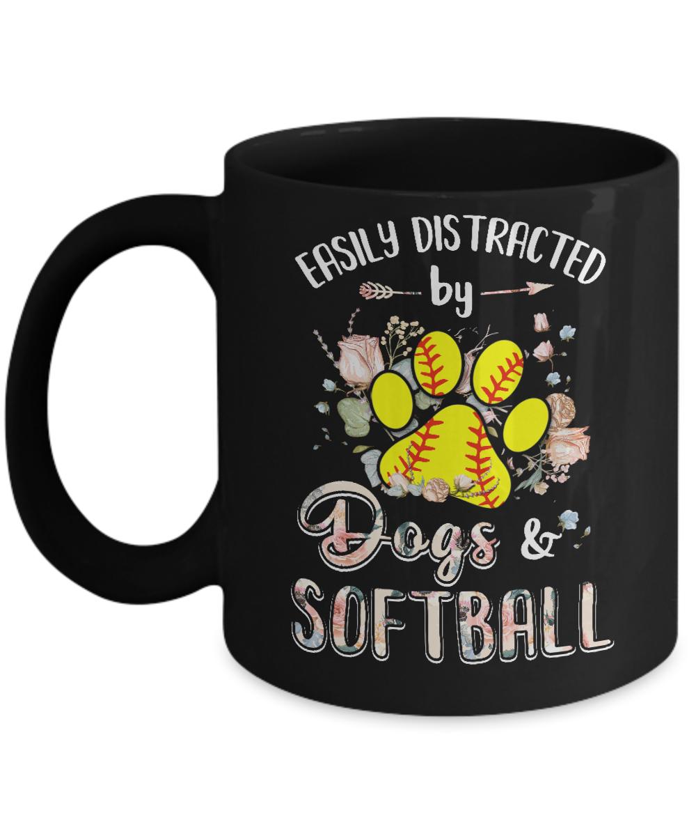 Easily Distracted By Dogs And Softball Mug