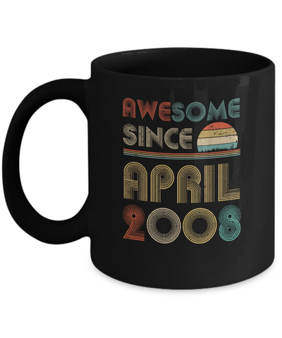 Awesome Since April 2008 Vintage 13th Birthday Gifts Youth Mug-Coffee Mug-11oz Mug-Black