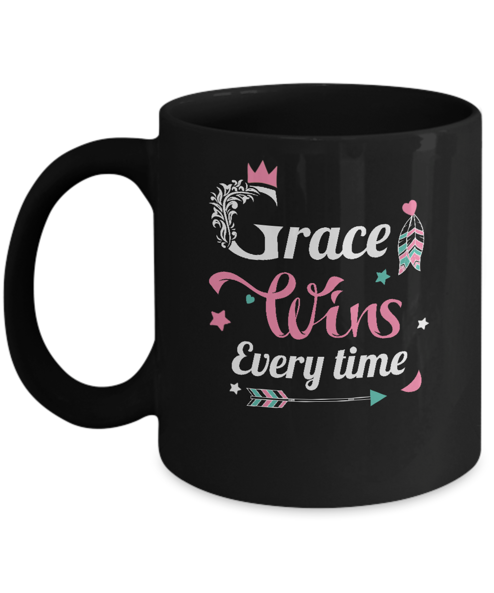 Grace Wins Every Time Mug-Coffee Mug-11oz Mug-Black