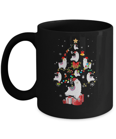 Llama Christmas Tree Decor Xmas Gift Mug-Coffee Mug-11oz Mug-Black