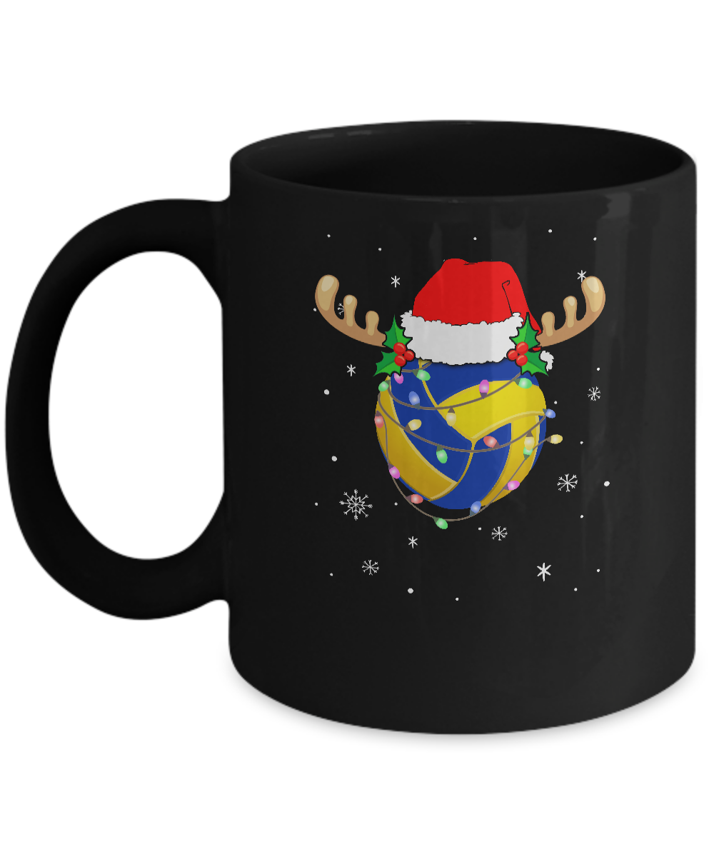 Santa Hat Volleyball Reindeer Christmas Gifts Mug-Coffee Mug-11oz Mug-Black