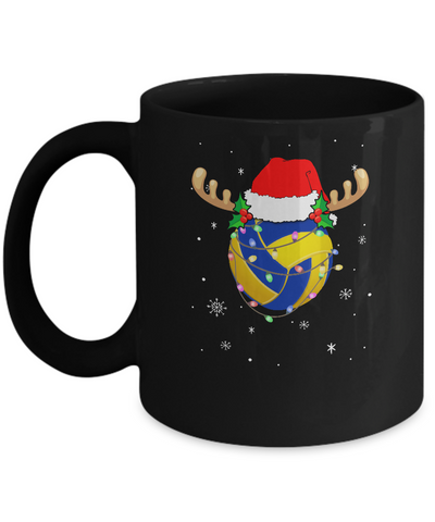 Santa Hat Volleyball Reindeer Christmas Gifts Mug-Coffee Mug-11oz Mug-Black