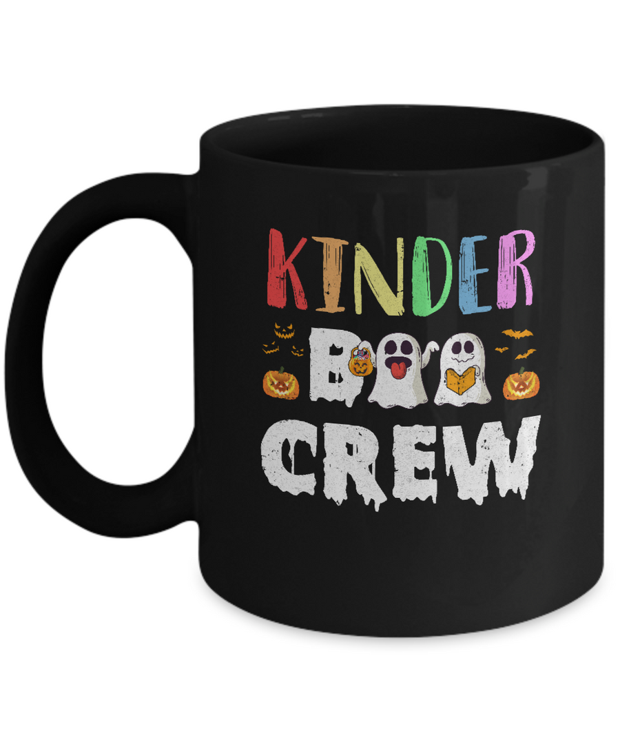 Cute Boo Crew Kindergarten Teacher Halloween Mug-Coffee Mug-11oz Mug-Black