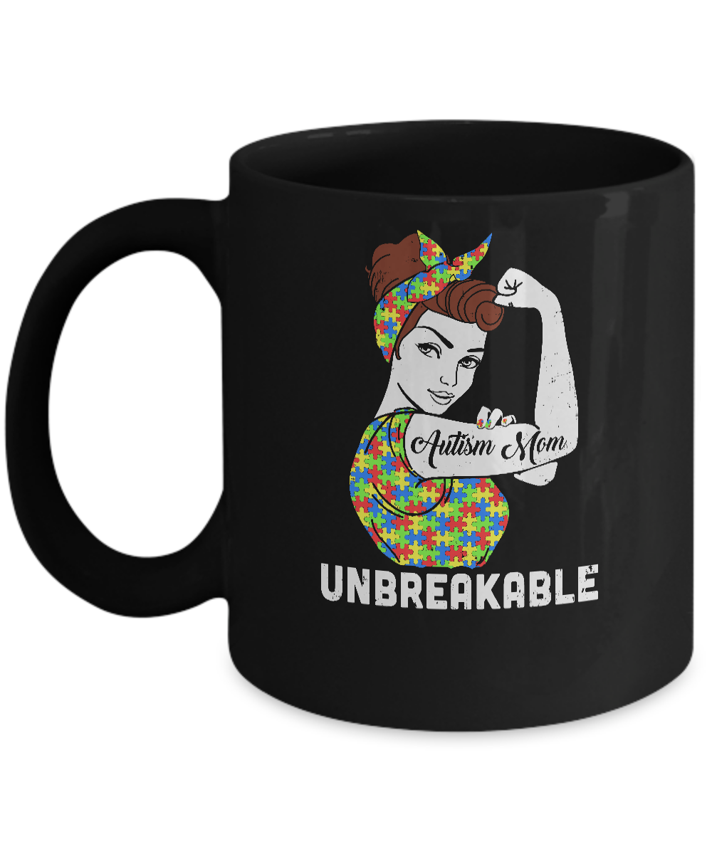 Autism Mom Unbreakable Support Autism Awareness Mug-Coffee Mug-11oz Mug-Black