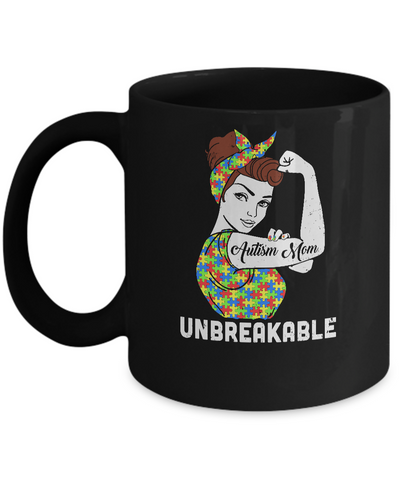 Autism Mom Unbreakable Support Autism Awareness Mug-Coffee Mug-11oz Mug-Black