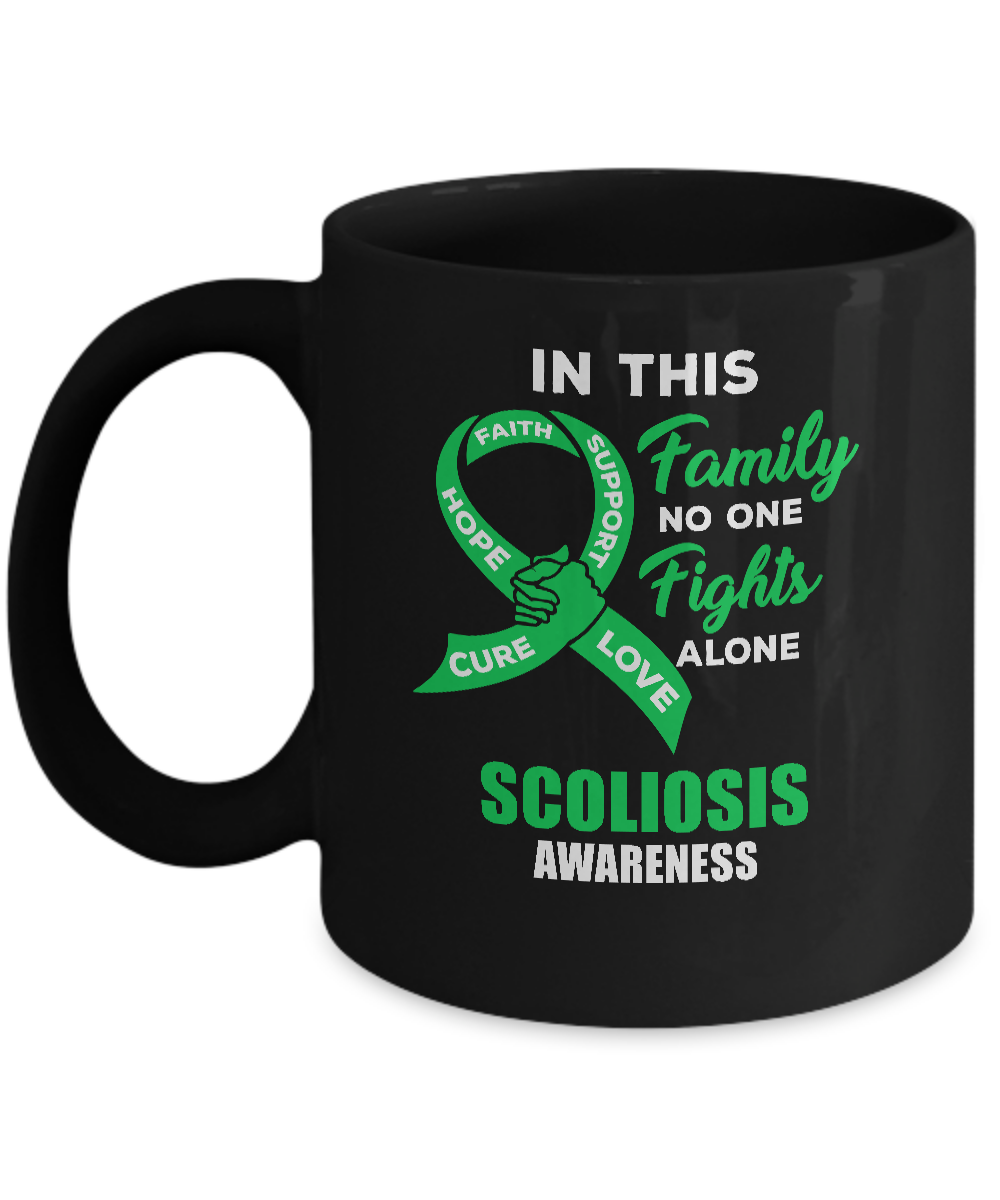 In This Family No One Fights Alone Scoliosis Awareness Mug-Coffee Mug-11oz Mug-Black