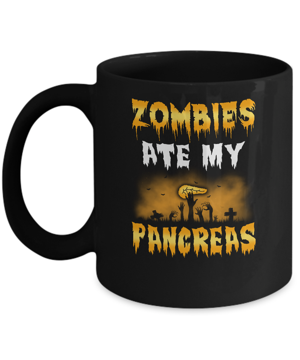 Zombies Ate My Pancreas Halloween Costume Mug-Coffee Mug-11oz Mug-Black