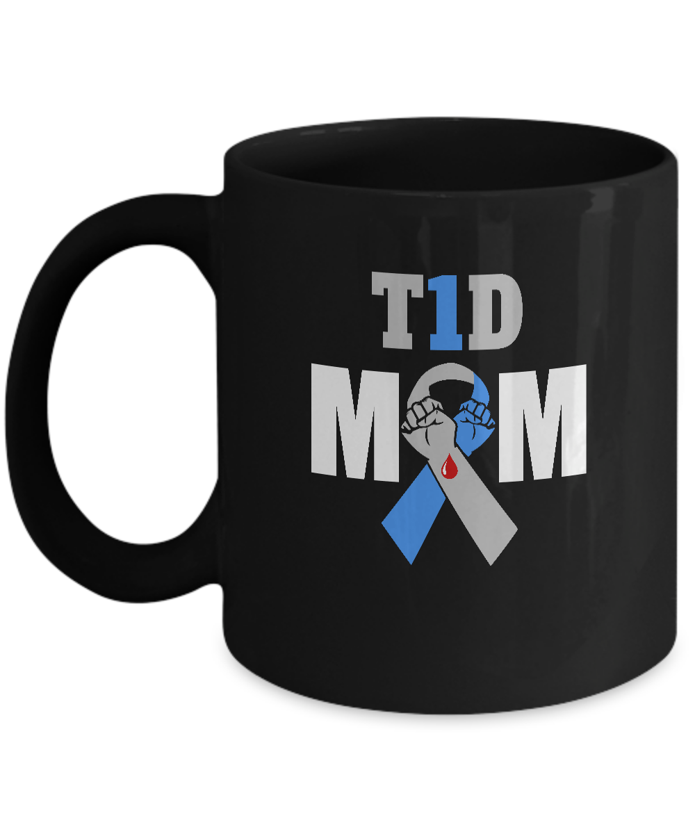 Diabetes awareness T1D Proud Type 1 Diabetes Mom Mug-Coffee Mug-11oz Mug-Black