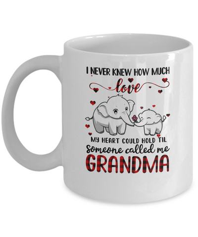 Someone Called Me Grandma Elephant Red Plaid Mother's Day Mug-Coffee Mug-11oz Mug-White