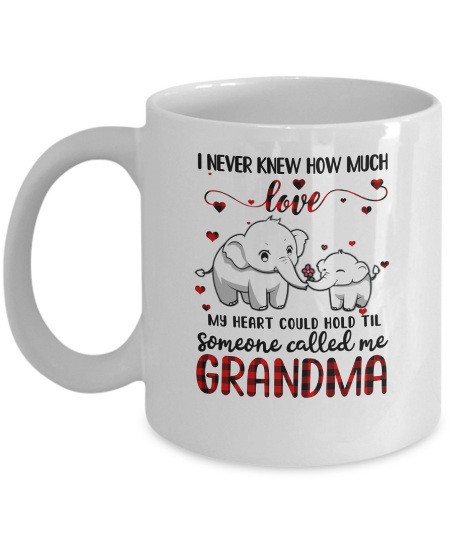 Someone Called Me Grandma Elephant Red Plaid Mother's Day Mug-Coffee Mug-11oz Mug-White